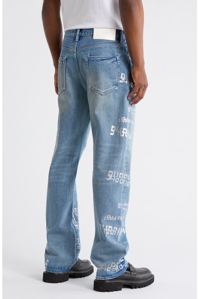 Foiled Logo Jeans, Alternate, color, LIGHT INDIGO