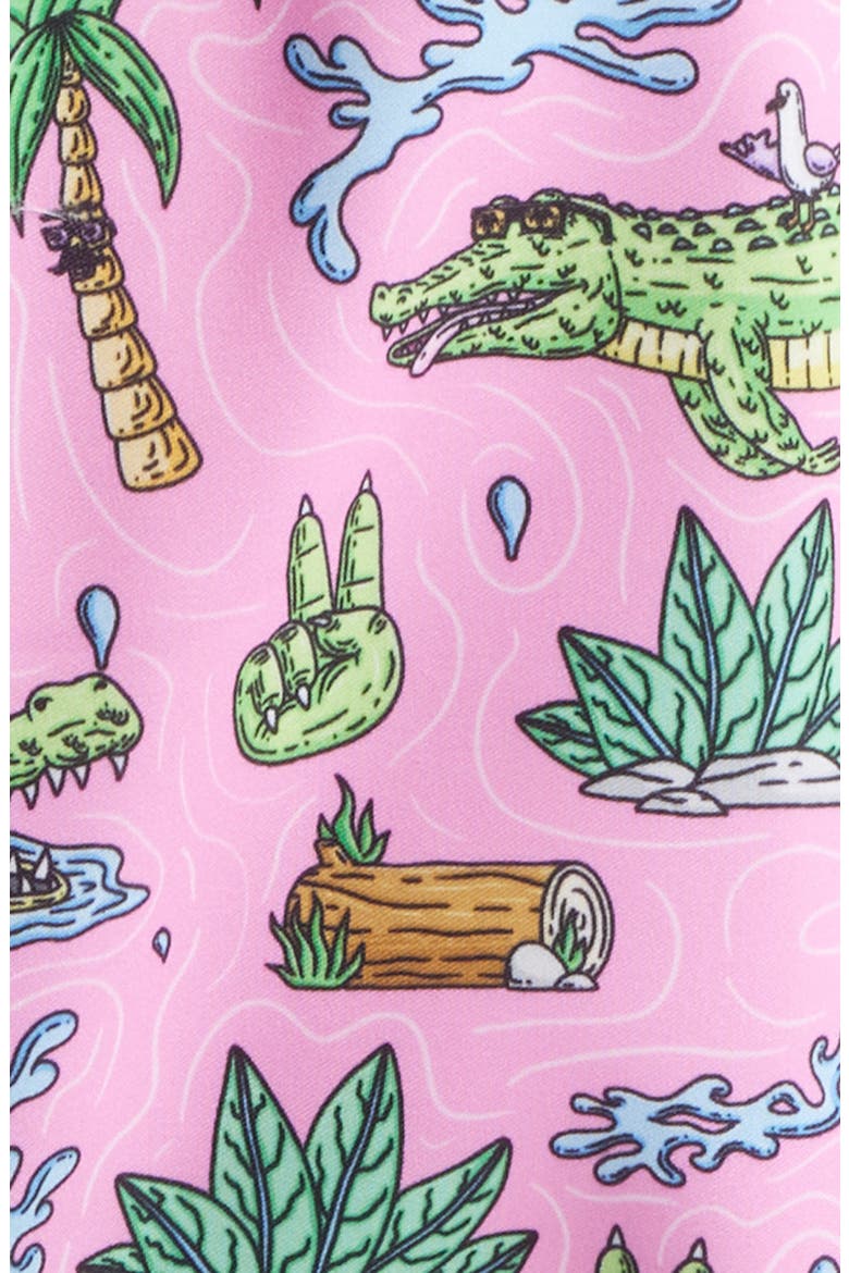 Crocodile Print Mid Length Swim Trucks, Alternate, color, PINK
