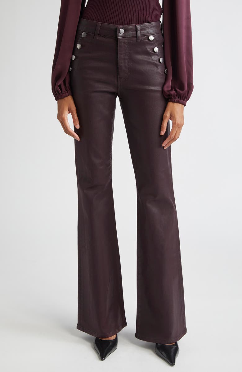 Ramy Brook Helena High Waist Coated Bootcut Jeans, Main, color, Blackberry Coated