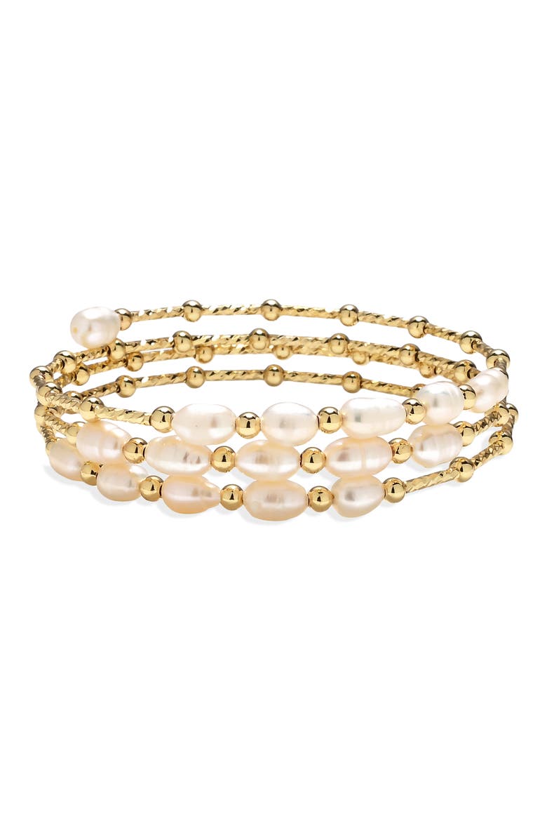 Florence Freshwater Pearl Wrap Bracelet, Main, color, GOLD