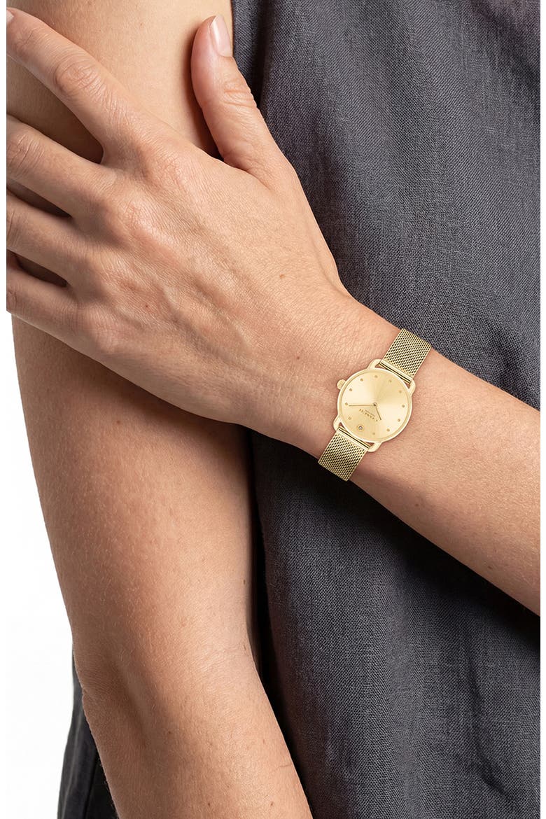 Elliot Mesh Strap Watch, 28mm, Alternate, color, GOLD