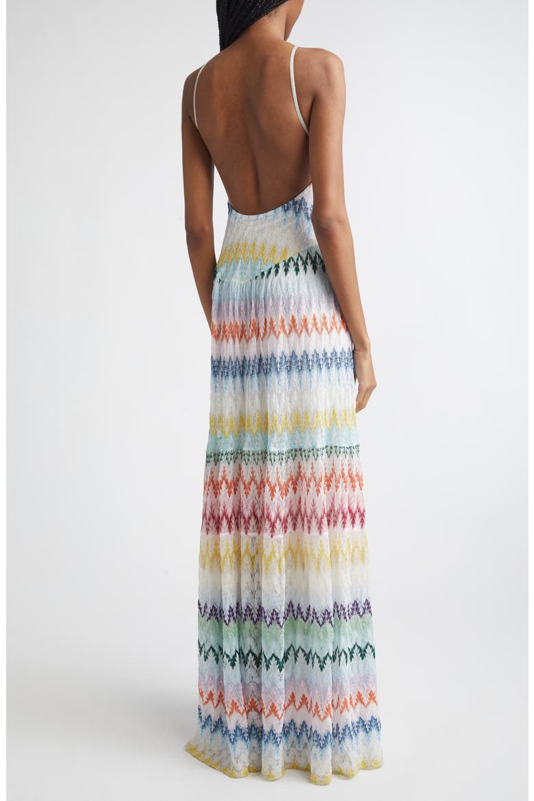 Metallic Zigzag Raschel Knit Maxi Dress, Alternate, color, MULTICOLOR ON WHITE BASE