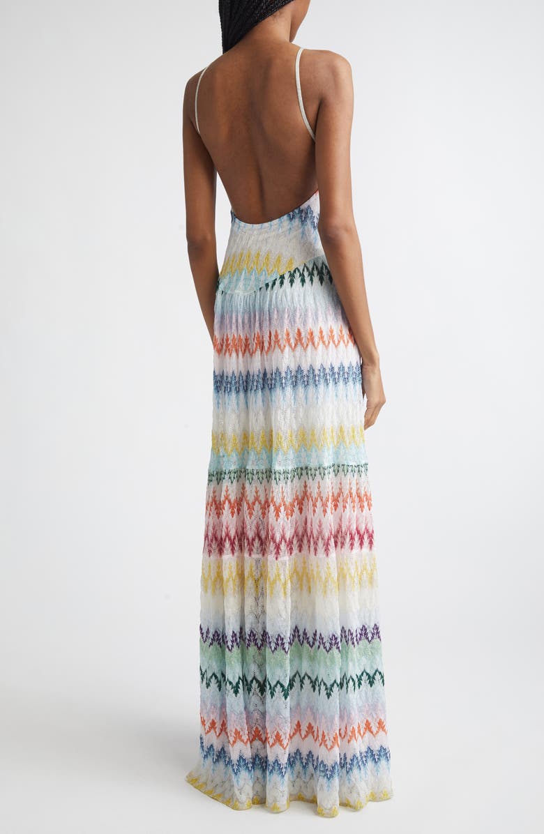 Missoni Metallic Zigzag Raschel Knit Maxi Dress, Alternate, color, Multicolor On White Base