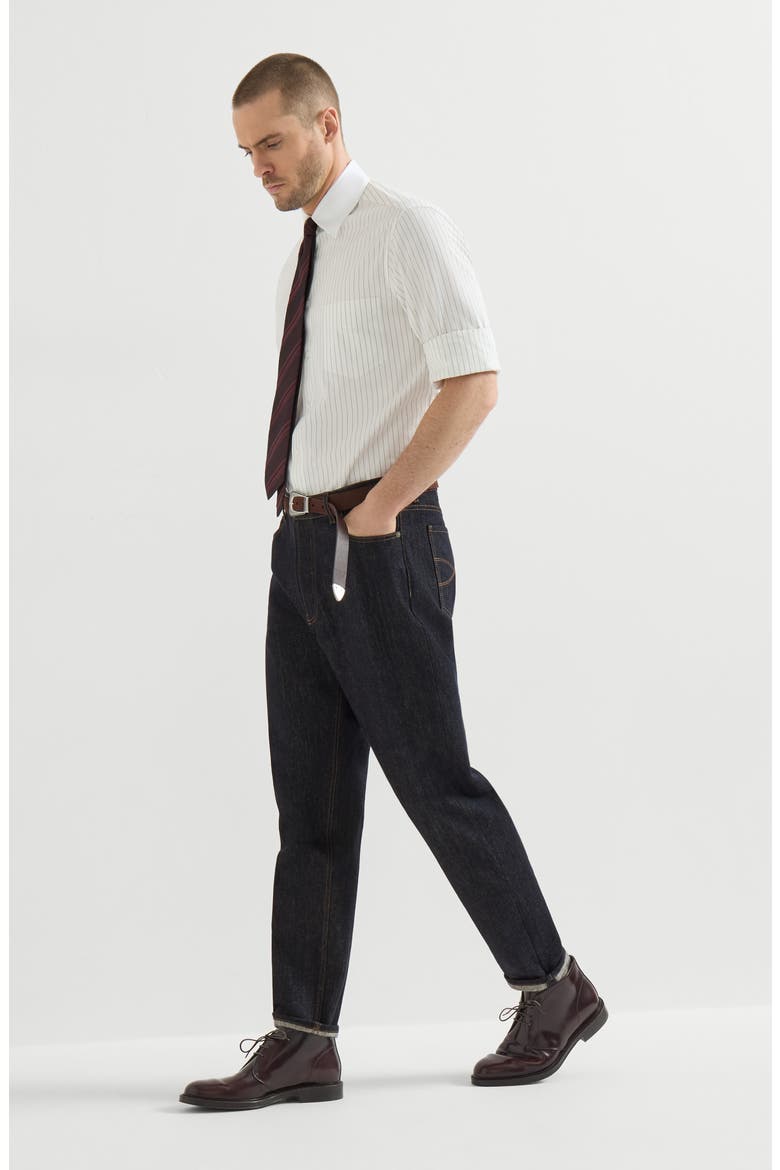 No-fade denim iconic fit five-pocket trousers, Alternate, color, Dark Denim
