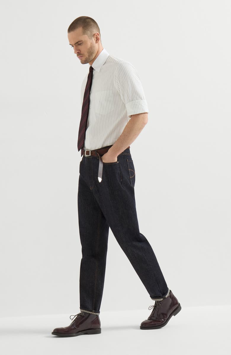 Brunello Cucinelli No-fade denim iconic fit five-pocket trousers, Alternate, color, Dark Denim