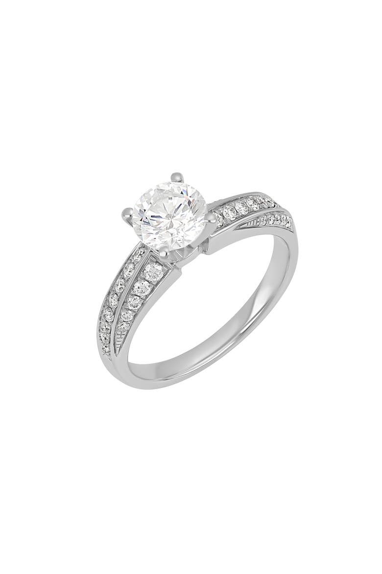 CZ & Diamond Engagement Ring - 0.29 ctw (Nordstrom Exclusive), Main, color, 18K WHITE GOLD