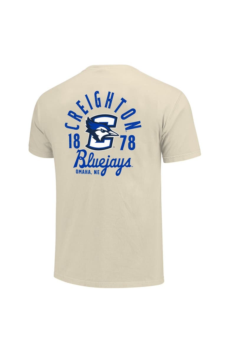 IMAGE ONE Men's Cream Creighton Bluejays Comfort Colors Mascot Overlay T-Shirt, Alternate, color, Cream
