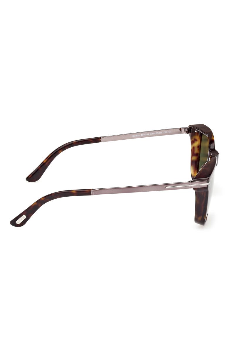 TOM FORD 53mm Square Sunglasses, Alternate, color, Havana Gunmetal / Green