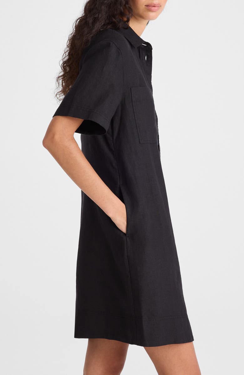 Madewell Relaxed Linen Mini Shirtdress, Alternate, color, Jet Black
