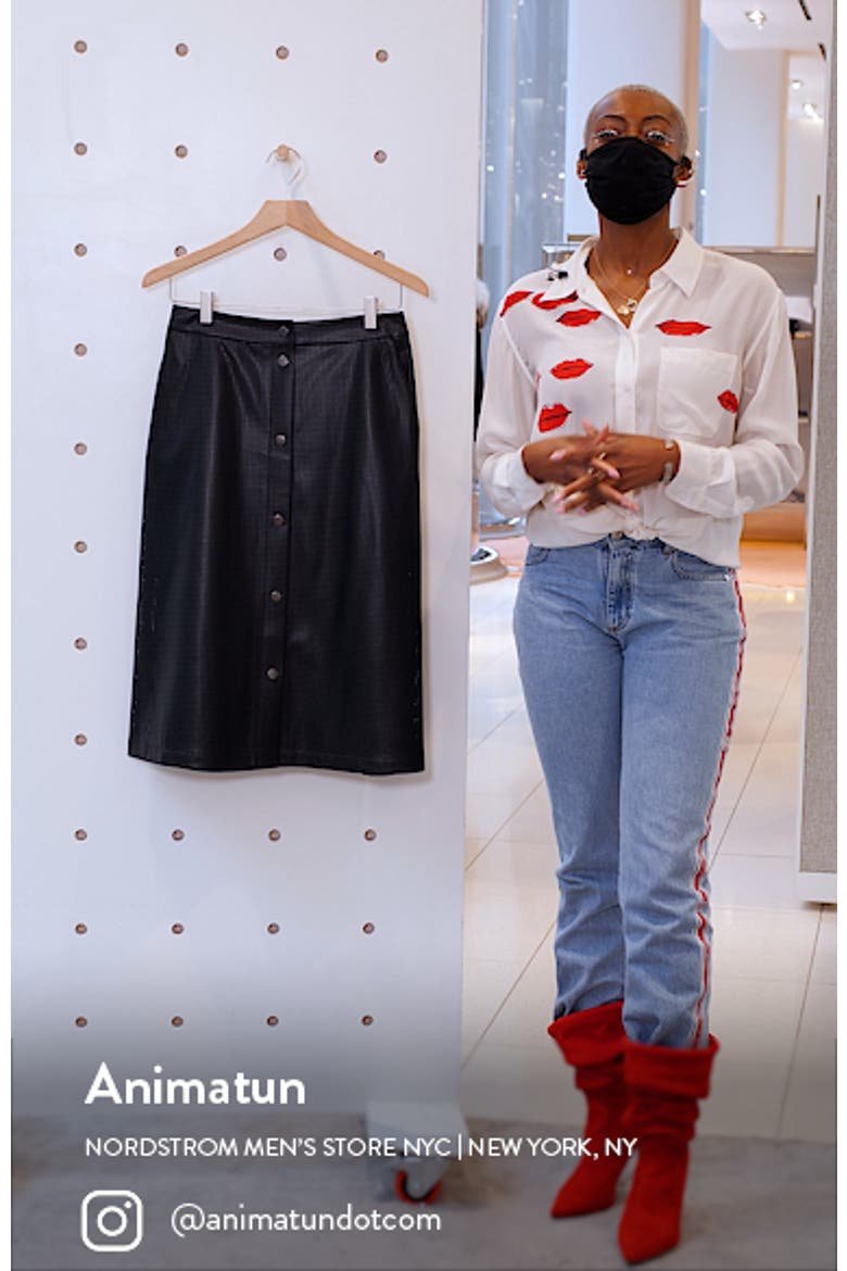 Vefy Perforated Faux Leather Skirt video