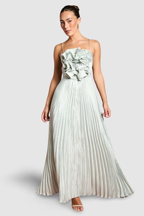 Coast Metallic Pleated Corsage Maxi Dress In White