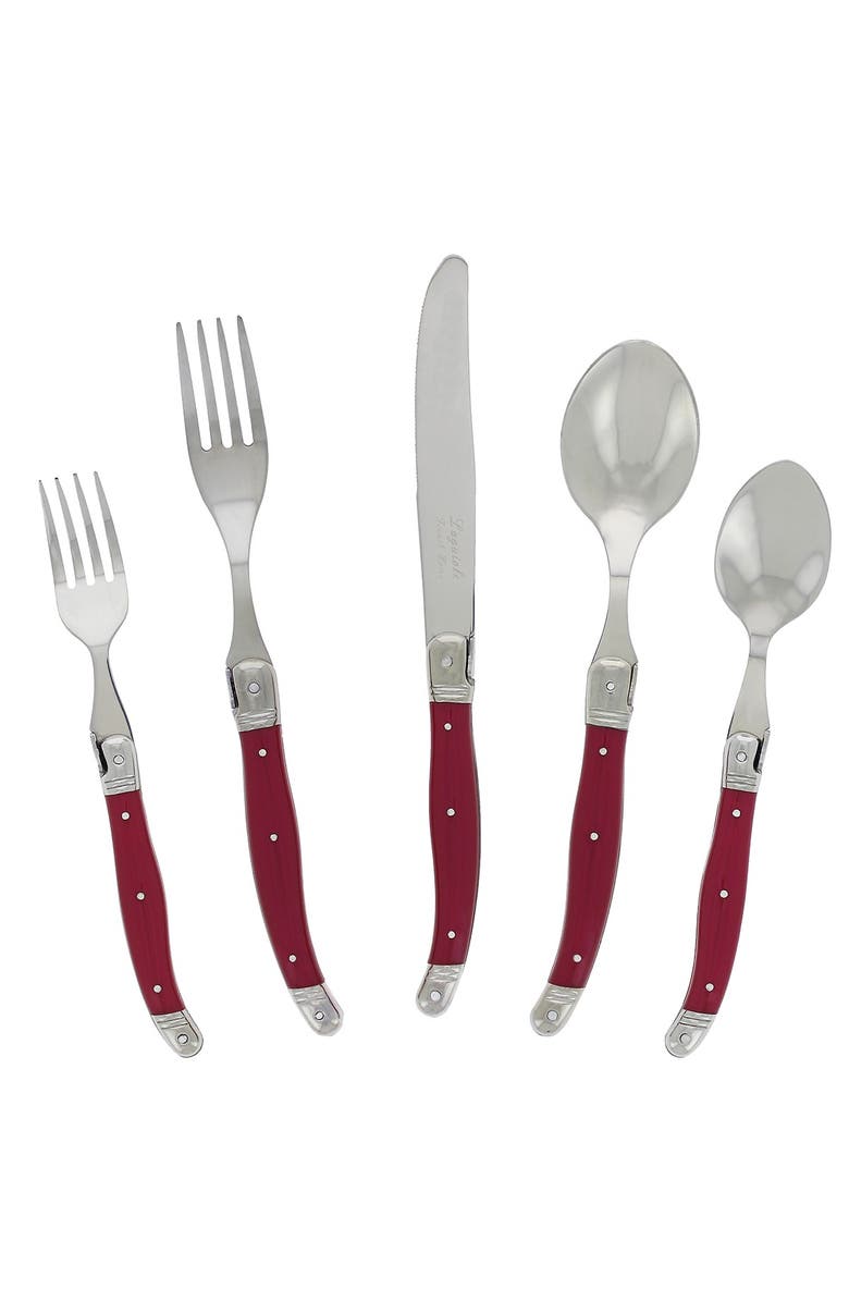 FRENCH HOME Laguiole 20-Piece Stainless Steel Flatware Set - Pearlized Raspberry, Alternate, color, 