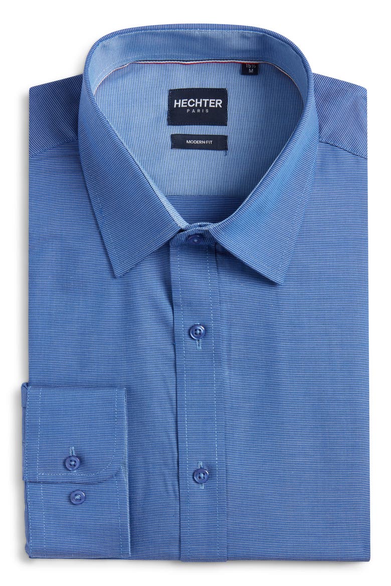 Paris Modern Fit Navy Micropattern Cotton Dress Shirt, Alternate, color, NAVY