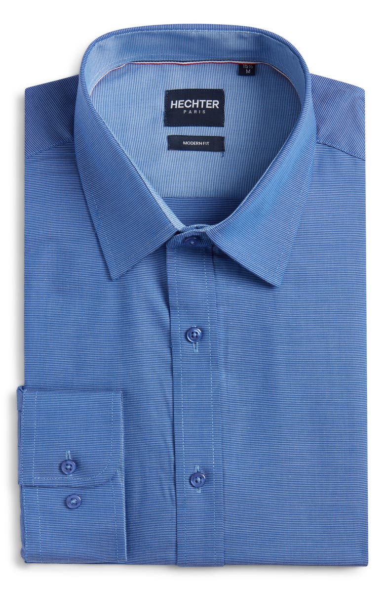 DANIEL HECHTER Paris Modern Fit Navy Micropattern Cotton Dress Shirt, Alternate, color, 