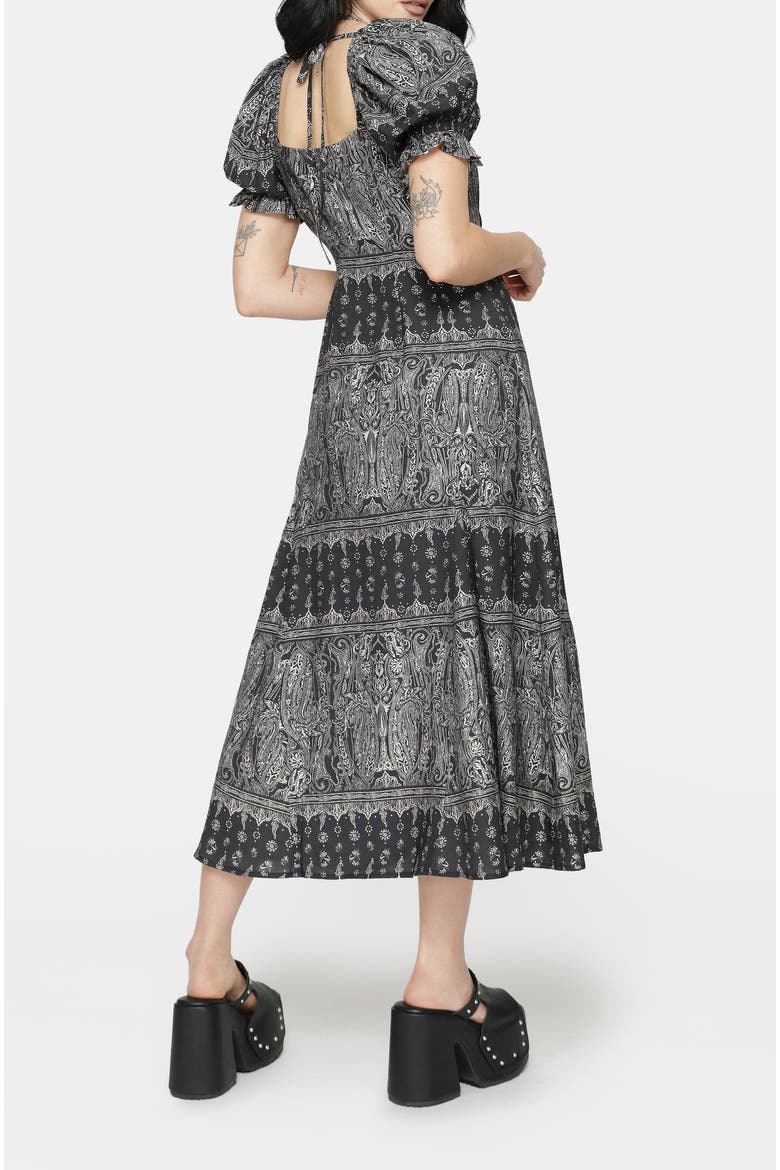 Zelira Paisley Print Midi Dress, Alternate, color, Black