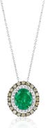 SOUZANA by Suzy Levian 14K Gold 3.01ct Emerald & 0.82cttw Diamond Pendant Necklace