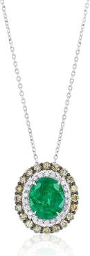 SOUZANA by Suzy Levian 14K Gold 3.01ct Emerald & 0.82cttw Diamond Pendant Necklace
