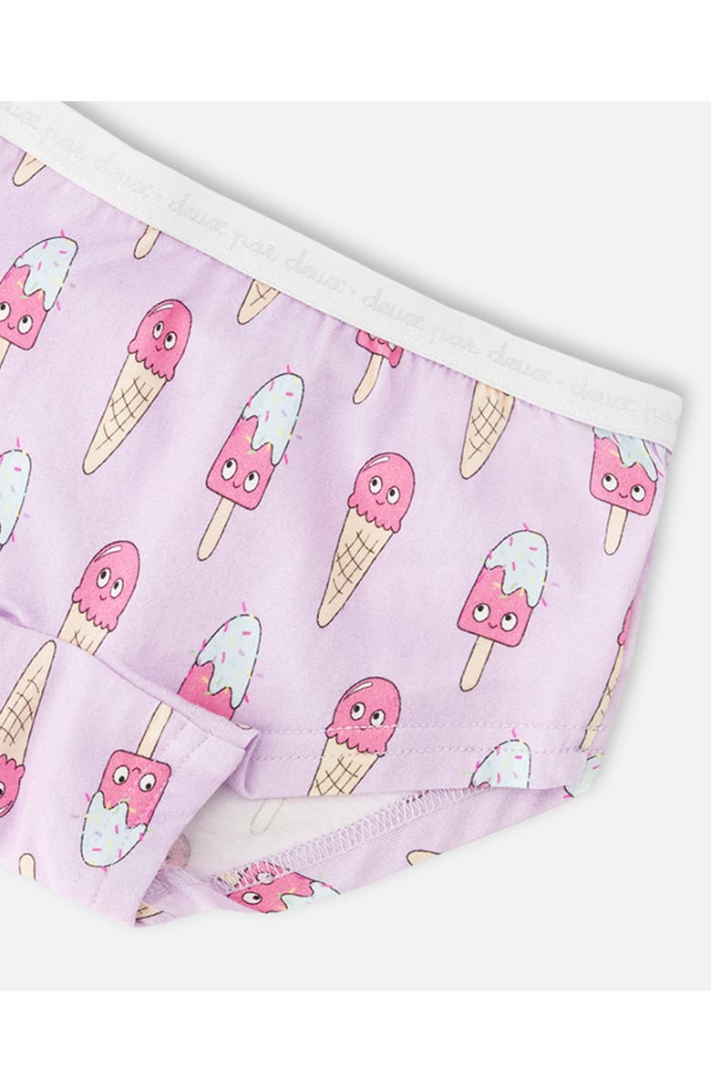 Deux par Deux Organic Cotton Ice Creams Boyshort Panty, Alternate, color, Lilac Printed Ice Creams