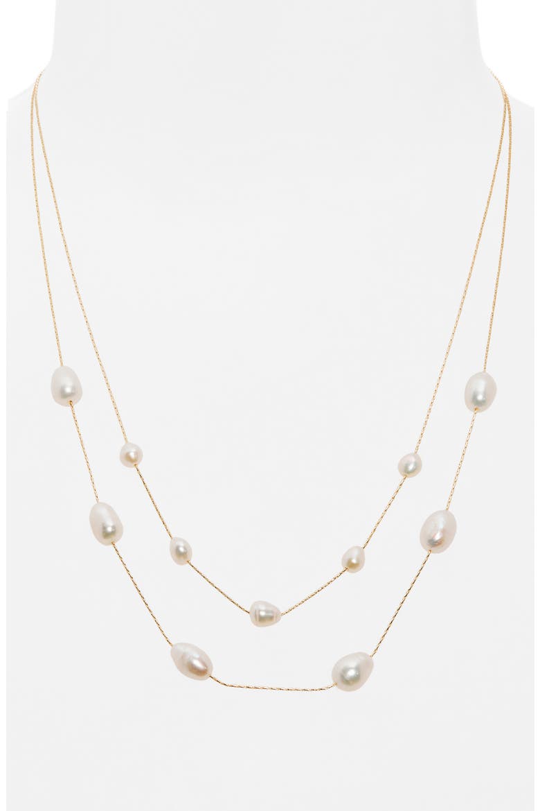 Genuine Freshwater Pearl Adjustable Layered Necklace, Alternate, color, WHITE- GOLD