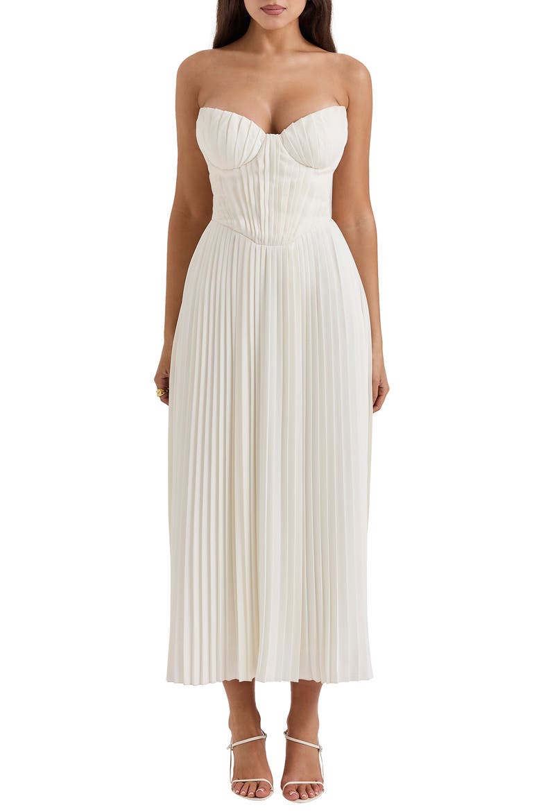 Amorata Strapless Pleated Georgette Cocktail Dress, Main, color, IVORY