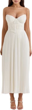 HOUSE OF CB Amorata Strapless Pleated Georgette Cocktail Dress