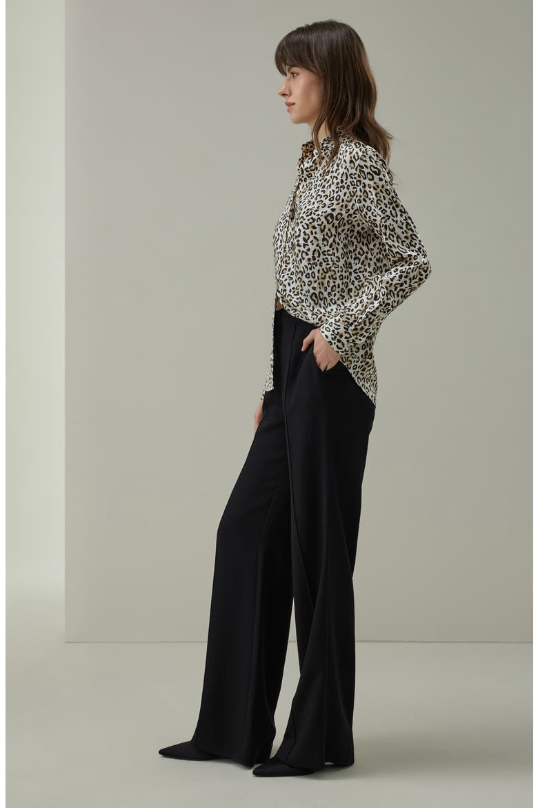 Leopard Print Silk Shirt, Alternate, color, Dawn Leopard