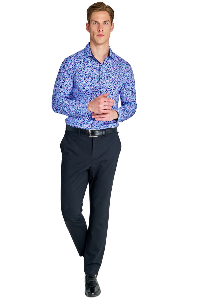 W.R.K Slim Fit Watercolor Floral Performance Dress Shirt, Alternate, color, Purple