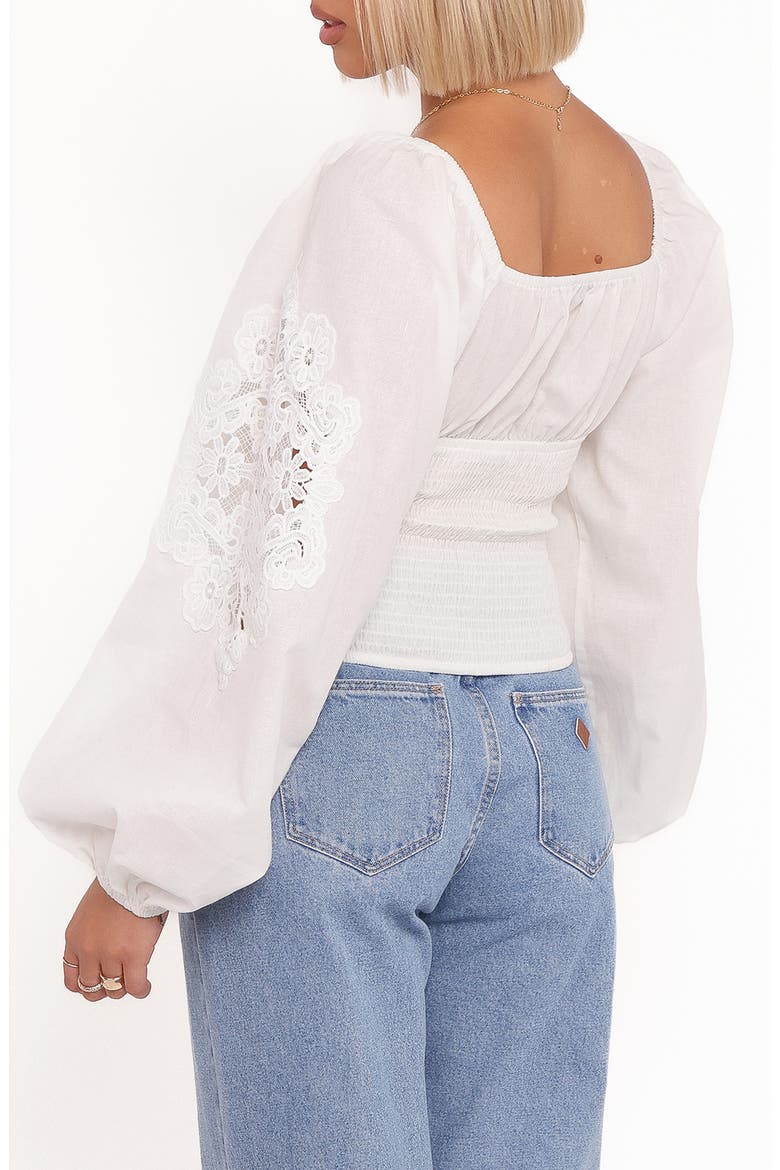 Angelica Lace Inset Long Sleeve Top, Alternate, color, WHITE
