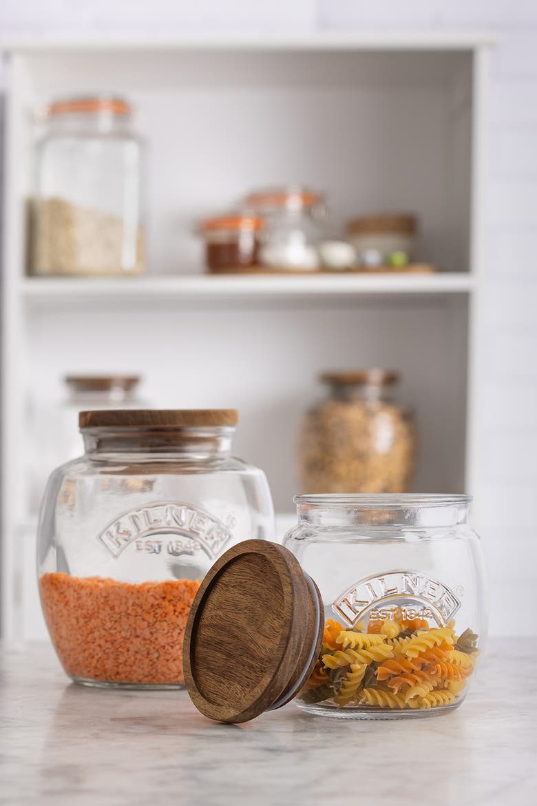 Universal Glass Storage Jar with Wooden Lid and Silicone Seal, Alternate, color, 6.9 in