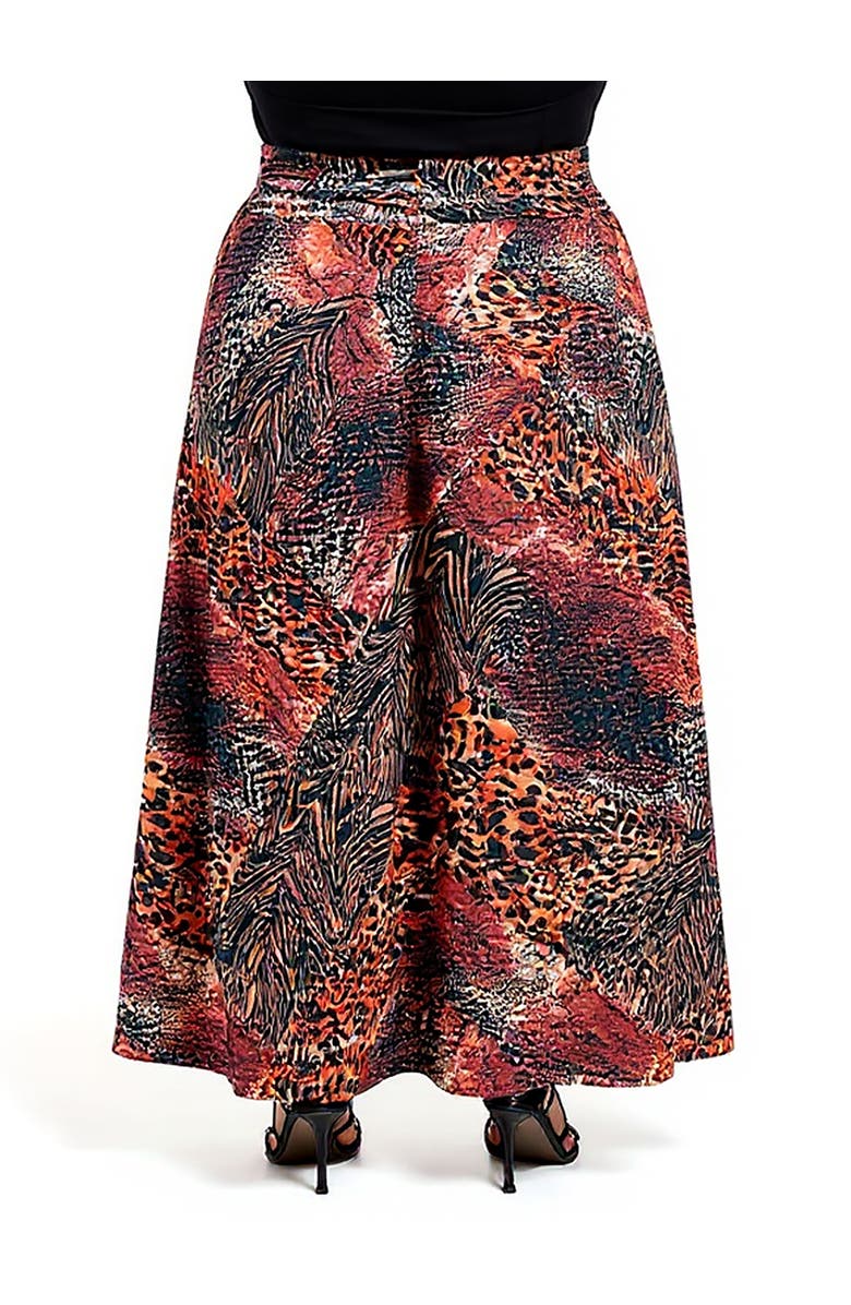 24seven Comfort Apparel Animal Patchwork Print Maxi Skirt, Alternate, color, Brown Multi