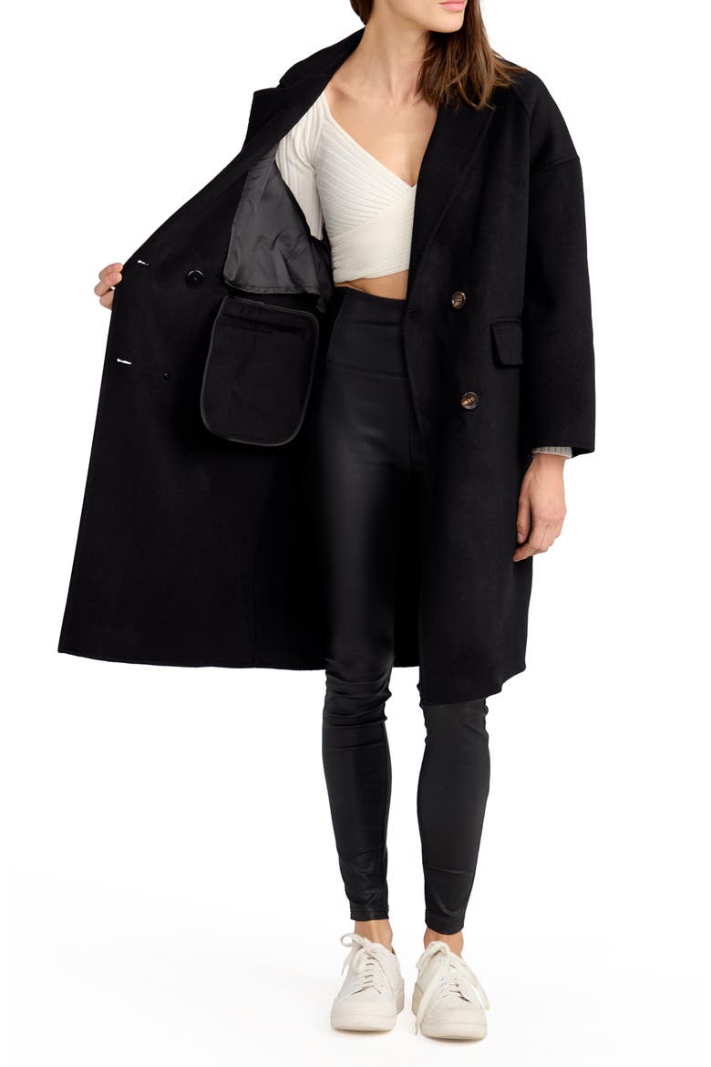 Amnesia Oversized Wool Blend Coat, Alternate, color, BLACK