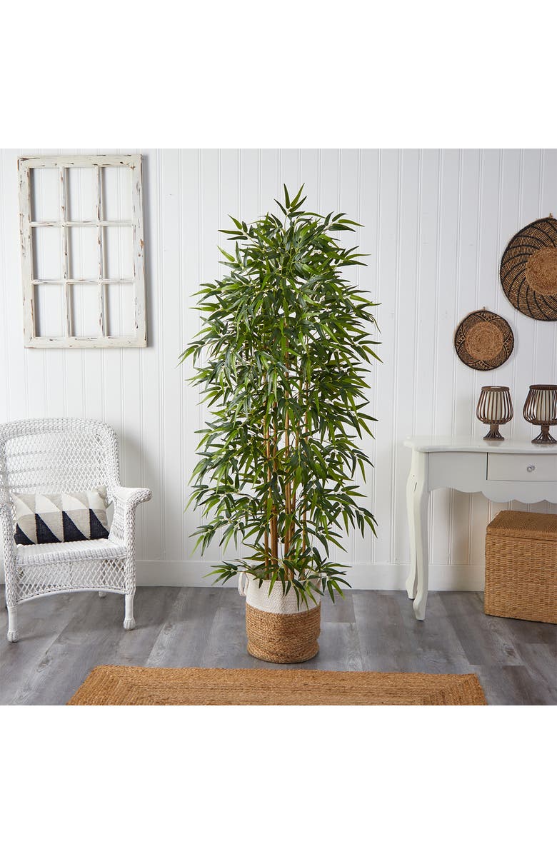 NEARLY NATURAL 6 ft. Bamboo Artificial Tree in Woven Basket, Alternate, color,
