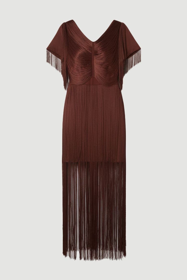 Draped Fringe Mini Dress, Alternate, color, Rich Red