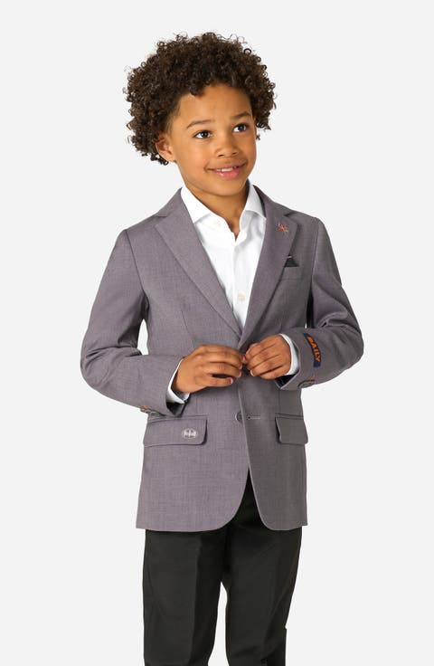x Batman Kids' Daily Slim Fit Grey Stretch Sport Coat