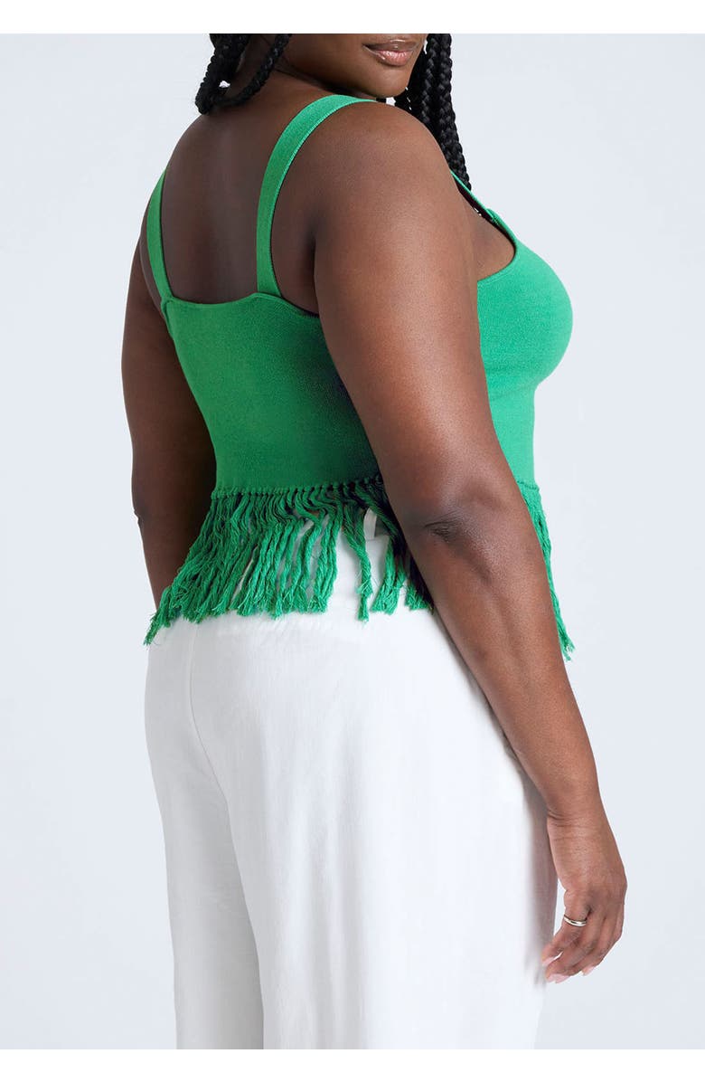 ELOQUII Fringe Crop Top, Alternate, color, Bright Green