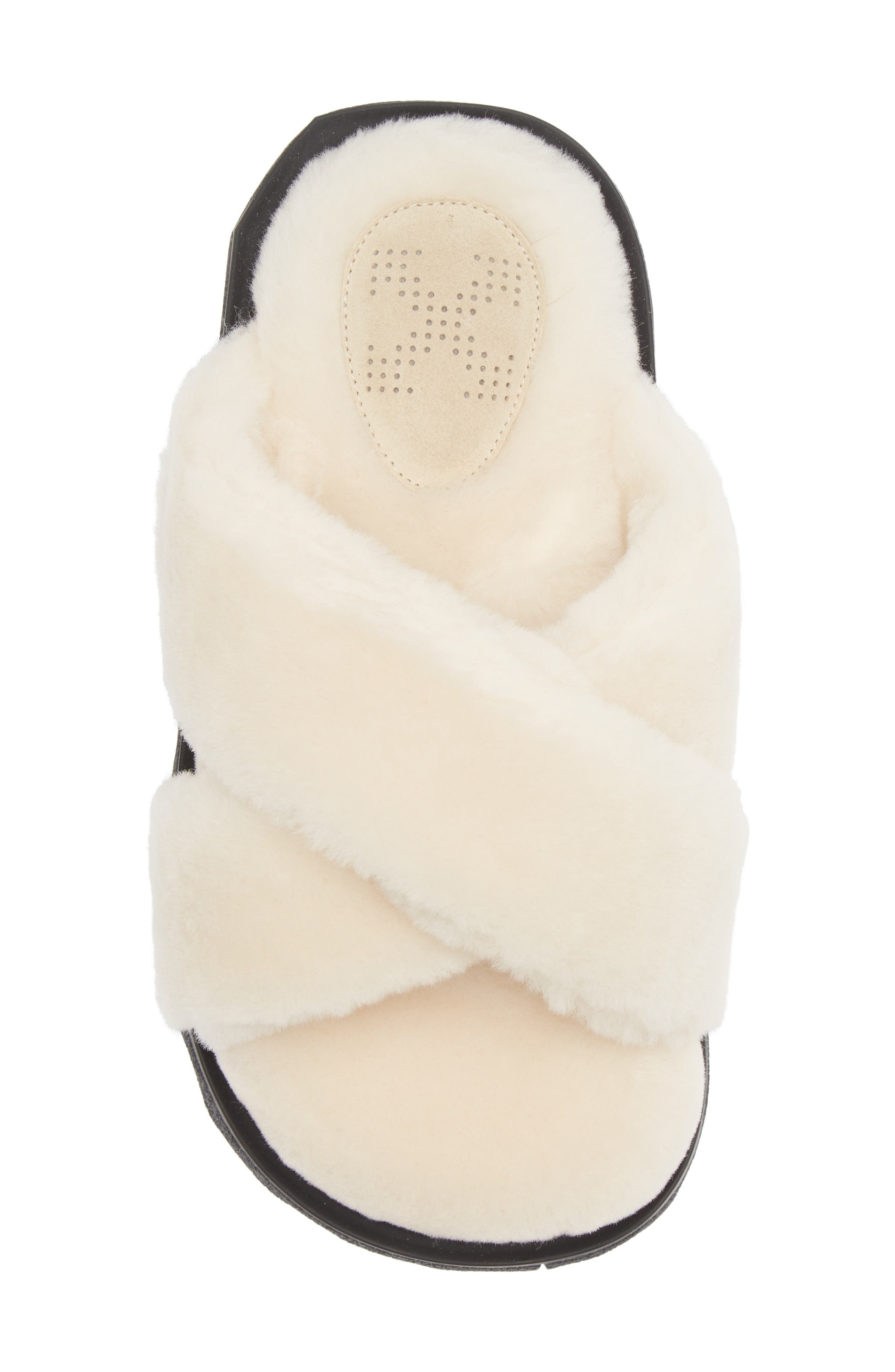 Off-White Sponge Sole Faux Shearling Slide Sandal, Alternate, color, 