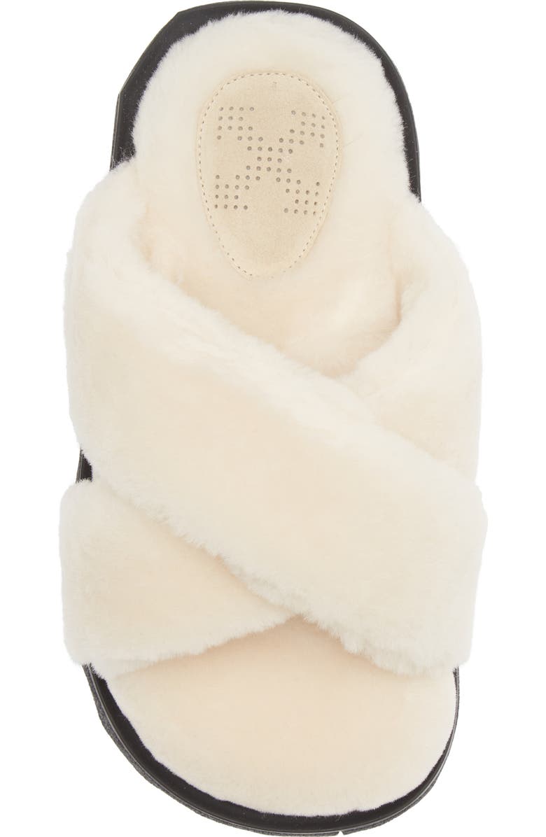 Off-White Sponge Sole Faux Shearling Slide Sandal, Alternate, color,