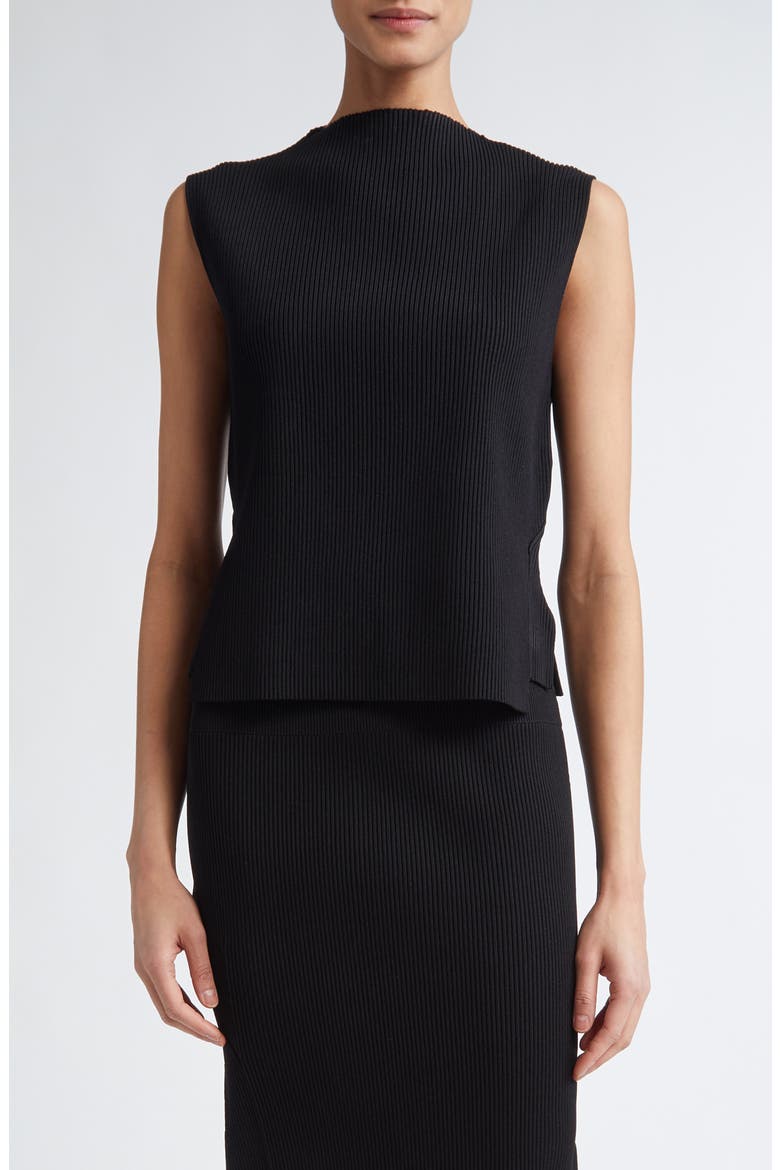 Rib Sleeveless Top, Main, color, BLACK
