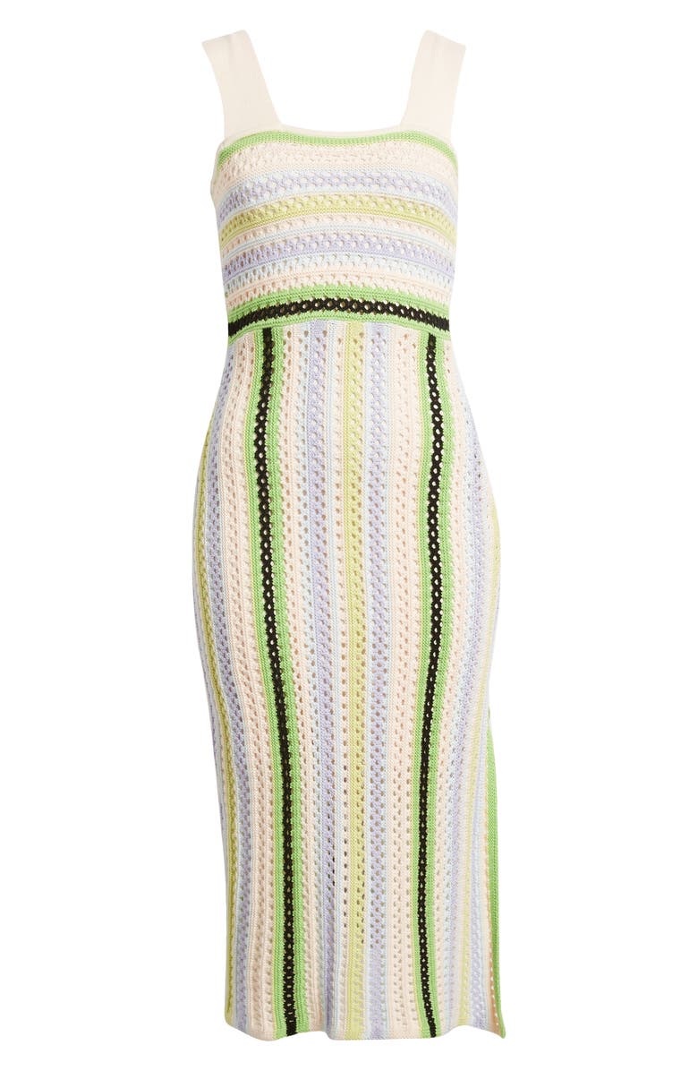 CIEBON Sahara Crochet Midi Sweater Dress, Alternate, color, Green Multi