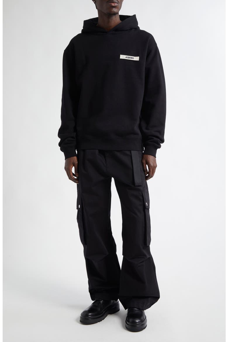 Le Hoodie Gros Grain Cotton Hoodie, Alternate, color, BLACK