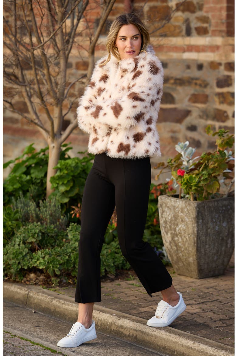 Steinway Cow Print Faux Fur Jacket, Alternate, color, COW PRINT