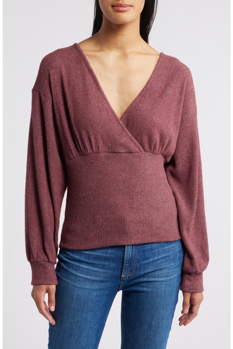 Empire Tie Back Rib Top, Main, color, WINE