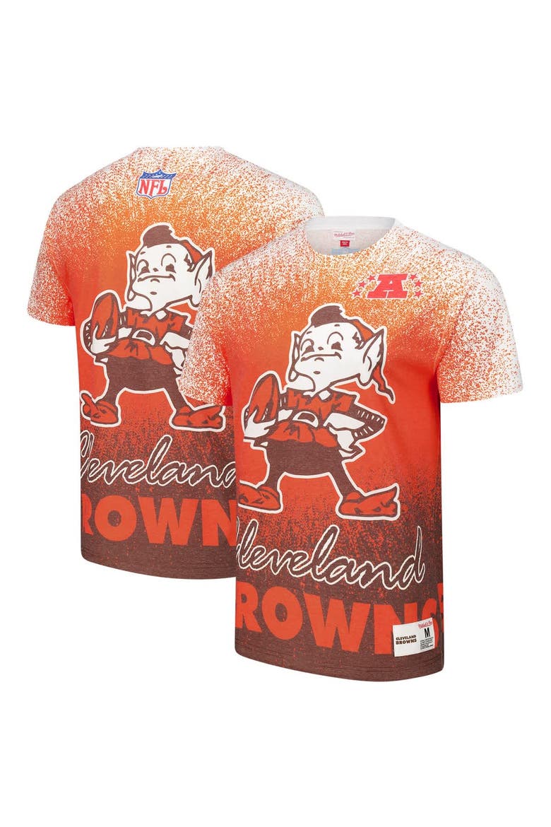 Men's Mitchell & Ness  White Cleveland Browns Team Burst Vintage Logo T-Shirt, Main, color, White