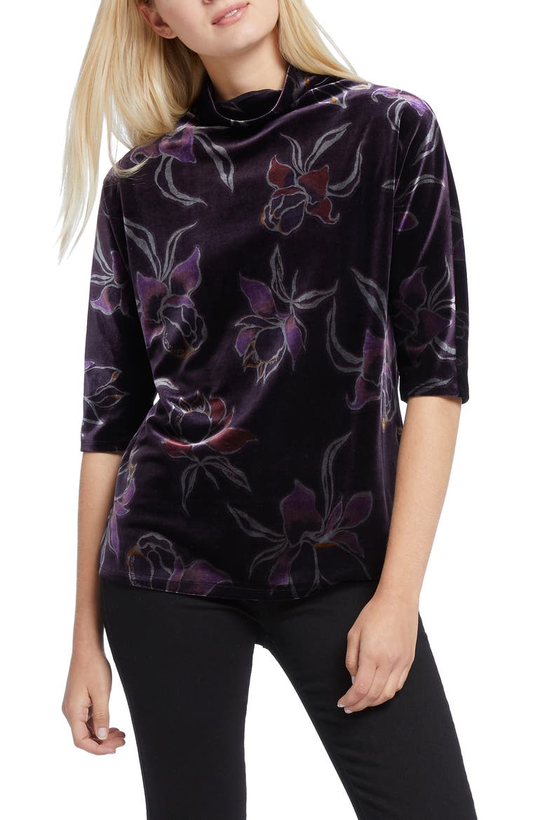 Soft Petal Stretch Velvet Top, Main, color, MULTI