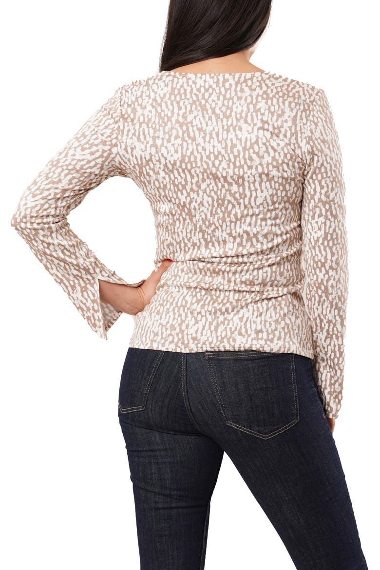 V-Neck Long Sleeve Top, Alternate, color, KALI PRINT TAUPE