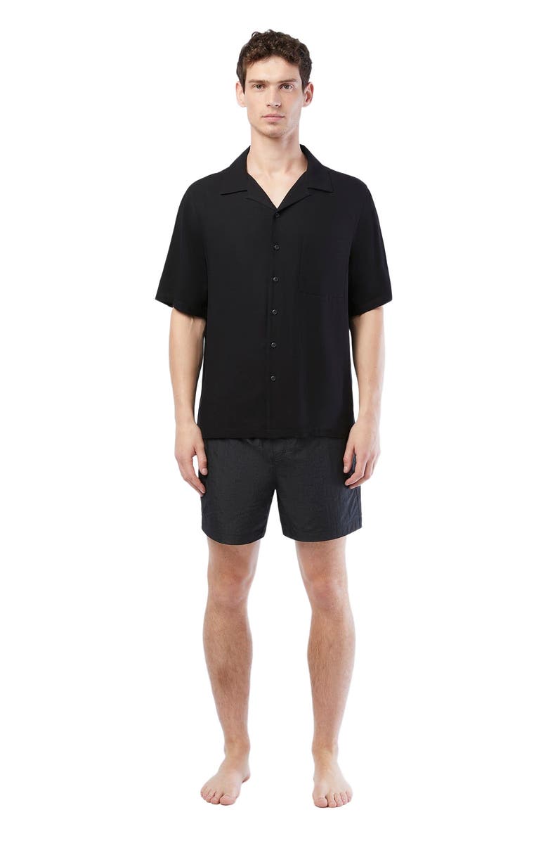 Onia Silk Vacation Short Sleeve Shirt, Main, color, Black
