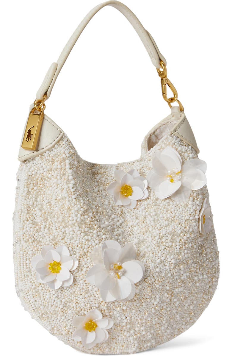 Polo Ralph Lauren Polo ID Floral Beaded Shoulder Bag, Alternate, color, Frosting