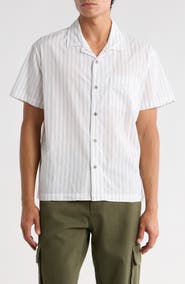 Obey Rizzo Pinstripe Cotton Camp Shirt