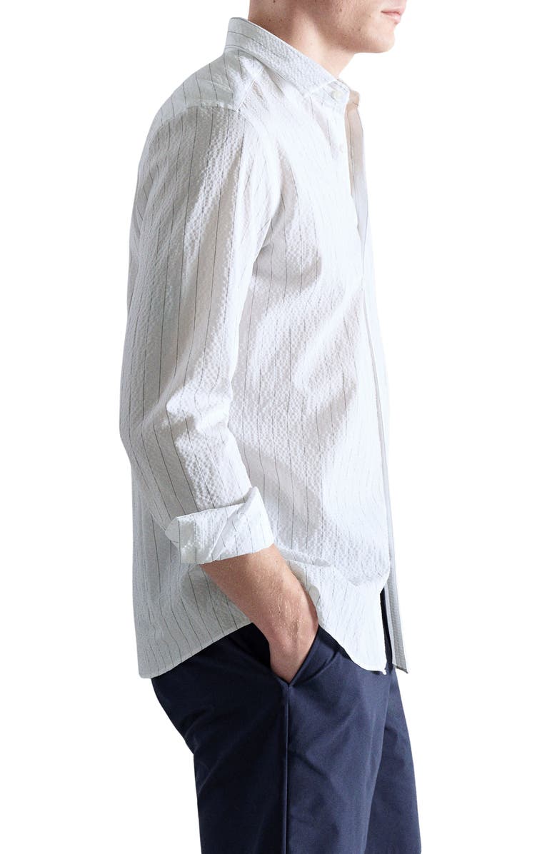 MANGO Textured Pinstripe Button-Up Shirt, Alternate, color, White