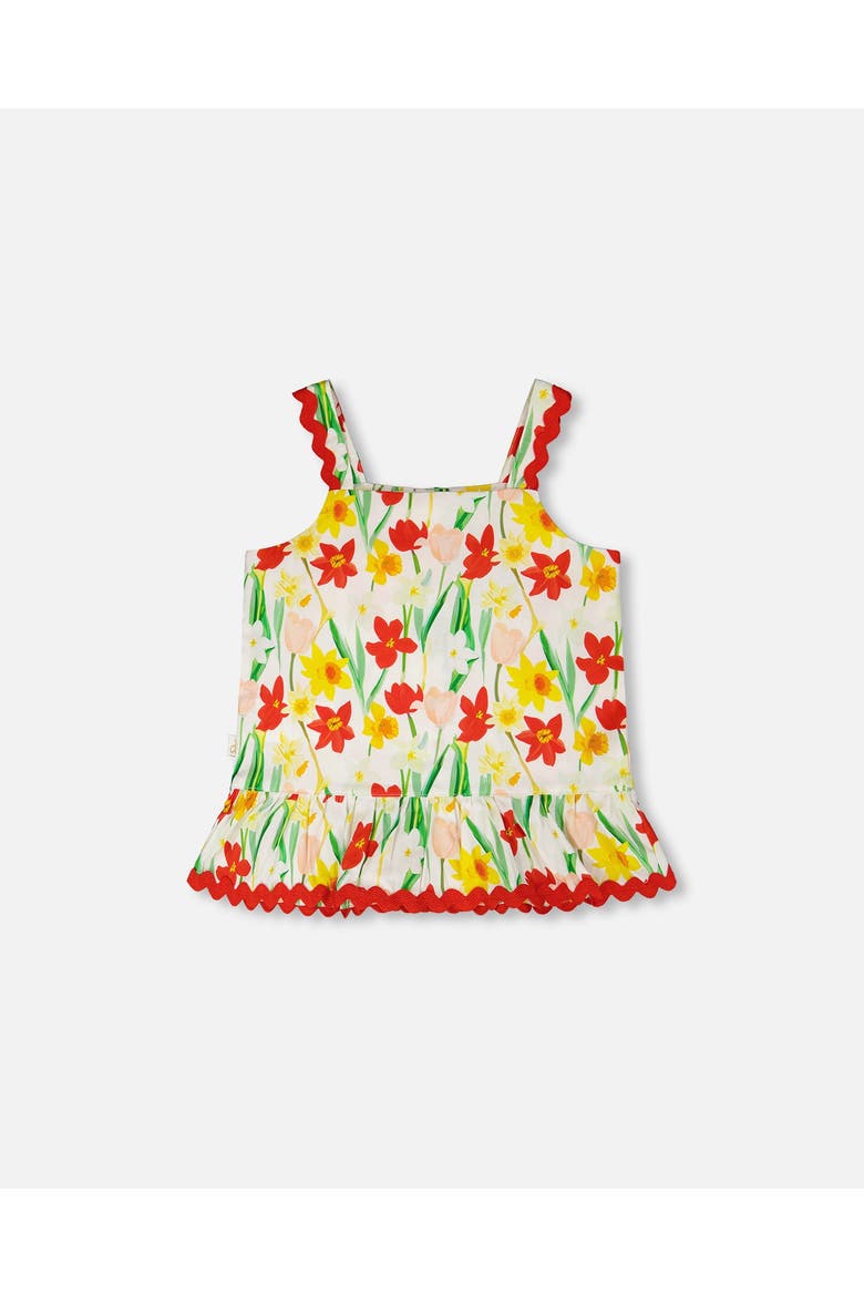 Sleeveless Viscose Daffodil Top, Alternate, color, White Printed Daffodils